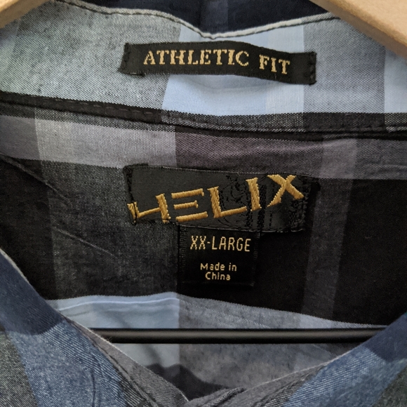 👣Helix Black and Blue Plaid Western Shirt - Picture 2 of 3